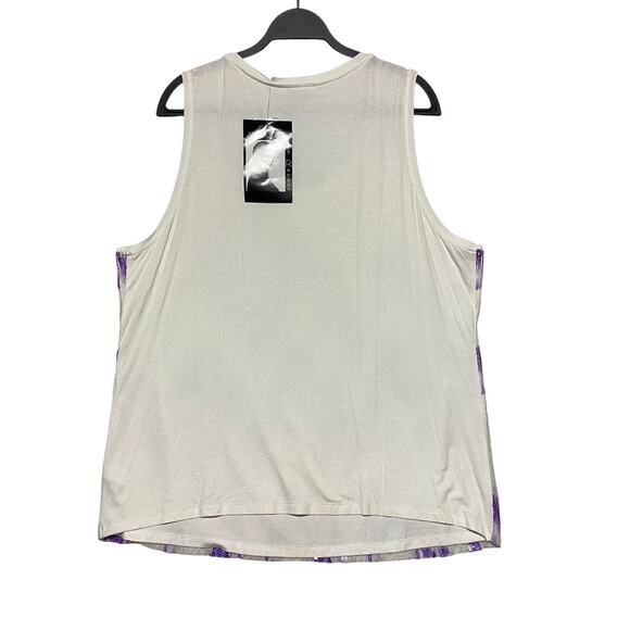 Renee Greenstein Attitudes Sleeveless Top Women's 2X White With Purple Sequins - Picture 2 of 6